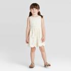 Toddler Girls' Floral Lace Scallop Hem Dress - Cat & Jack White 12m, Toddler Girl's