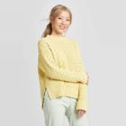 Women's Crewneck Textured Pullover Sweater - A New Day Yellow