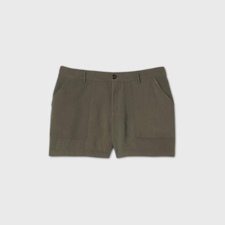 Women's Plus Size Mid-rise Utility Shorts - Ava & Viv Olive X, Green