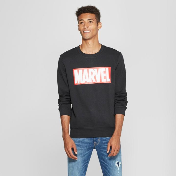 Men's Marvel Brick Logo Long Sleeve Sweatshirt - Black