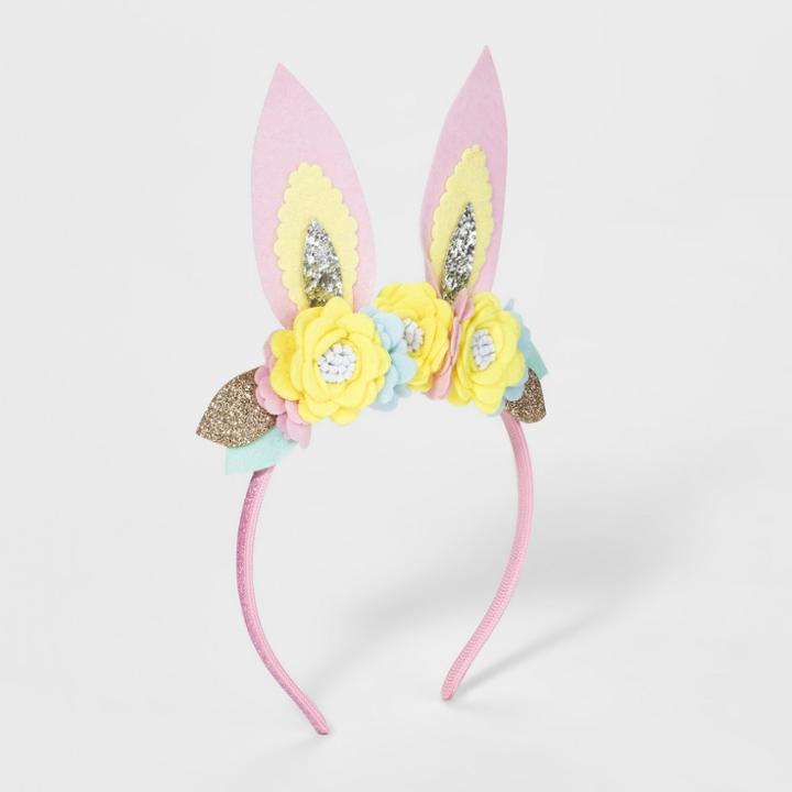 Toddler Girls' Floral Bunny Ears Headband - Cat & Jack Pink,