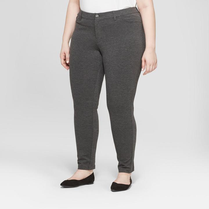 Women's Plus Size Comfort Waistband Ponte Pants - Ava & Viv Heather Gray
