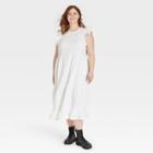 Women's Plus Size Flutter Sleeveless Tiered Dress - Universal Thread White