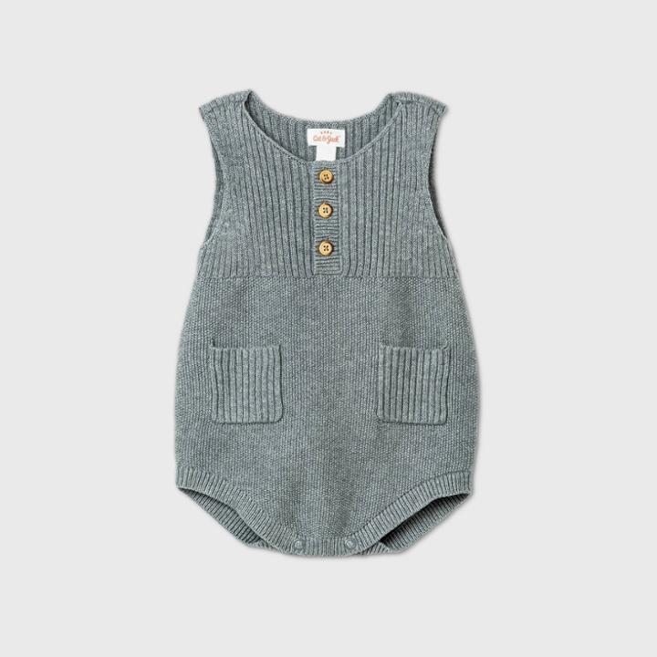 Baby Boys' Henley Sweater Romper - Cat & Jack Heather Gray Newborn, Gray/grey