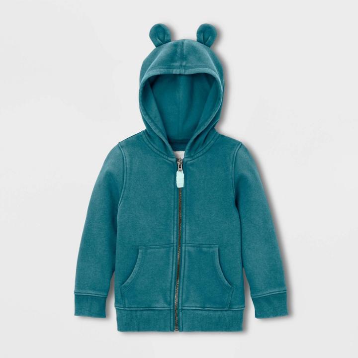 Toddler Fleece Zip-up Hoodie - Cat & Jack Blue 12m, Toddler Unisex
