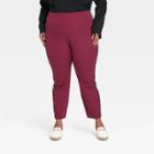 Women's Plus Size High-rise Slim Fit Bi-stretch Ankle Pants - A New Day Burgundy