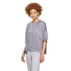 Women's Elbow Sleeve Elastic Crewneck Blouse - Prologue Gray