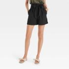 Women's High-rise Utility Paperbag Shorts - A New Day Black