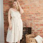 Women's Plus Size Printed Tie Waist Midi Tank Dress - Ava & Viv Cream