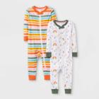 Baby Girls' 2pk Unicorn Snug Fit Pajama Romper - Cat & Jack White