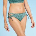 Women's Side-tie Medium Coverage Hipster Bikini Bottom - All In Motion Light Turquoise Animal Print Xs, Women's,