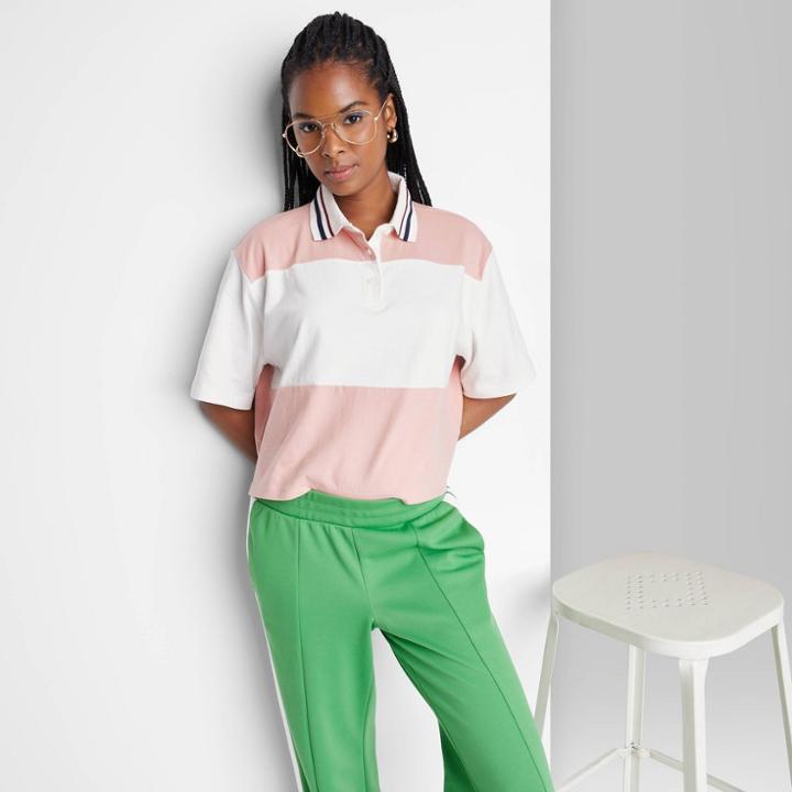 Women's Short Sleeve Rugby Shirt - Wild Fable Pink
