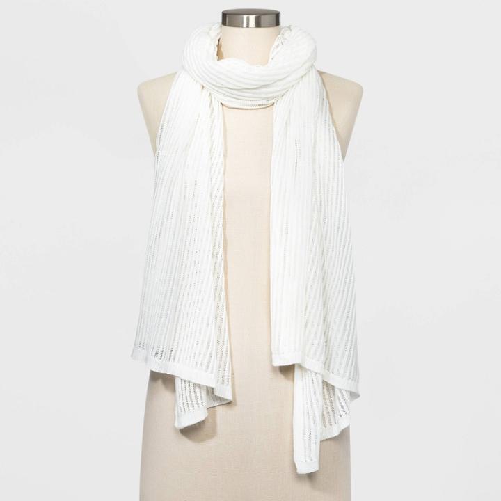 Women's Oblong Travel Wrap Scarf - A New Day Cream One Size, Women's, White