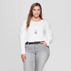 Women's Plus Size Long Sleeve T-shirt - Universal Thread White