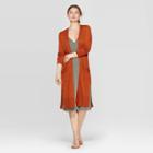 Target Women's Ribbed Cuff Long Sleeve Dust Cardigan - A New Day Rust (red)