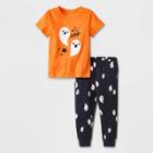Toddler Boys' Halloween 'boo' Short Sleeve T-shirt And Fleece Jogger Set - Cat & Jack Orange