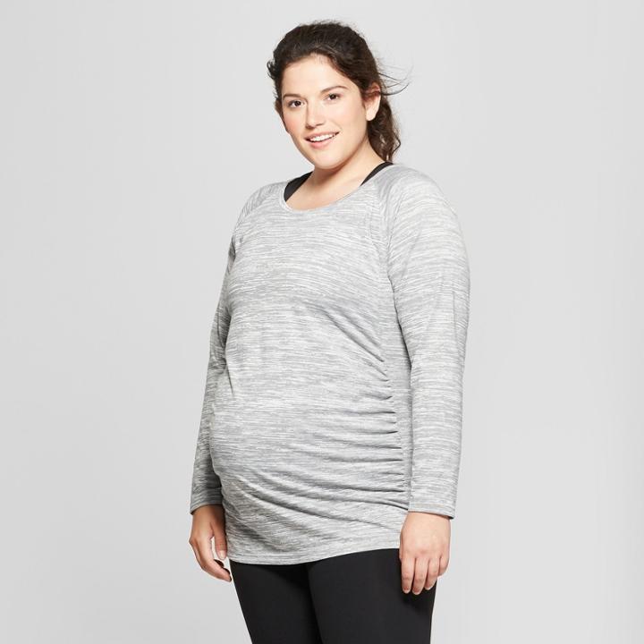 Maternity Plus Size Active Long Sleeve T-shirt - Isabel Maternity By Ingrid & Isabel Gray