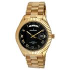 Peugeot Watches Men's Peugeot 14k Gold Plated Stainless Steel Bracelet Watch - Gold/black