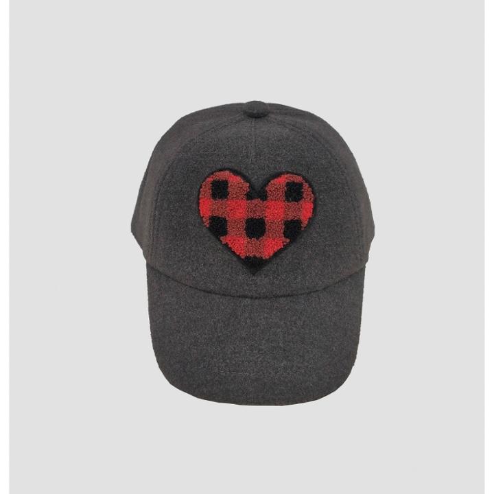 Toddler Girls' Buffalo Check Heart Baseball Hat - Cat & Jack Gray