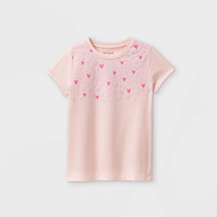 Girls' 'animal Hearts' Short Sleeve Graphic T-shirt - Cat & Jack Powder Pink