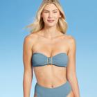 Women's Ring-front Crepe Textured Bandeau Bikini Top - Shade & Shore Blueberry