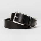 Men's 32mm Overbevel Leather D-ring Belt - Goodfellow & Co Black