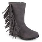 Girls' Journee Collection Luzie Round Toe Fringed Fashion Boots - Gray