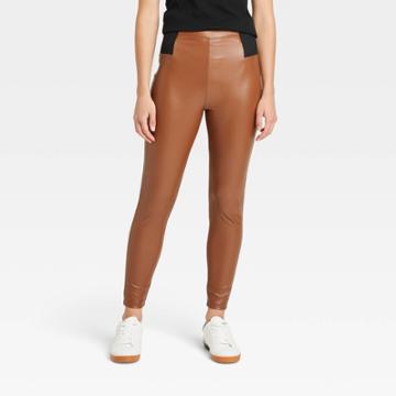 Women's Faux Leather Leggings - A New Day Brown