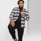 Men's Big & Tall Checked Full-zip Fleece Jacket - Original Use Gray