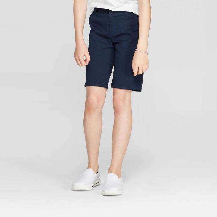 Plus Size Girls' Uniform Chino Shorts - Cat & Jack Navy (blue)