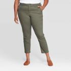 Women's Plus Size Slim Fit Chino Pants - Ava & Viv Olive 24w, Women's, Green