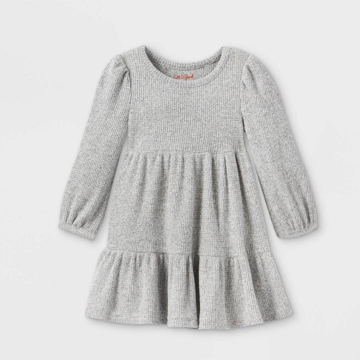 Toddler Girls' Tiered Cozy Long Sleeve Dress - Cat & Jack Heather Gray