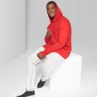 Men's Big & Tall Long Sleeve Raw Edge French Terry Hooded Pullover Sweatshirt - Original Use Anthem Red