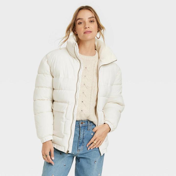 Women's Puffer Jacket - Universal Thread White