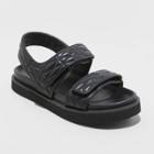 Women's Ruthie Quilted Footbed Sandals - A New Day Black