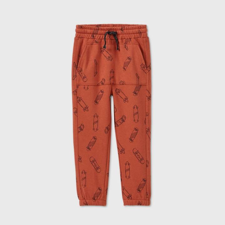 Toddler Boys' Skateboard Jogger Pants - Art Class Rust Orange 12m, Orange/red