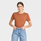 Women's Plus Size Short Sleeve Casual T-shirt - A New Day Brown