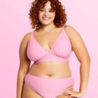 Women's Plus Size Textured Triangle Bikini Top - Stoney Clover Lane X Target Pink