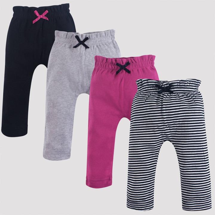 Touched By Nature Baby 4pk Harem Organic Cotton Pull-on Pants - Black/pink/gray 24m, Kids Unisex