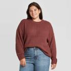 Women's Plus Size Crewneck Pullover Sweater - Universal Thread Burgundy