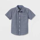 Oshkosh B'gosh Toddler Boys' Check Woven Short Sleeve Button-down Shirt - Navy Blue