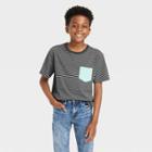 Boys' Striped Short Sleeve Colorblock T-shirt - Cat & Jack Charcoal Gray