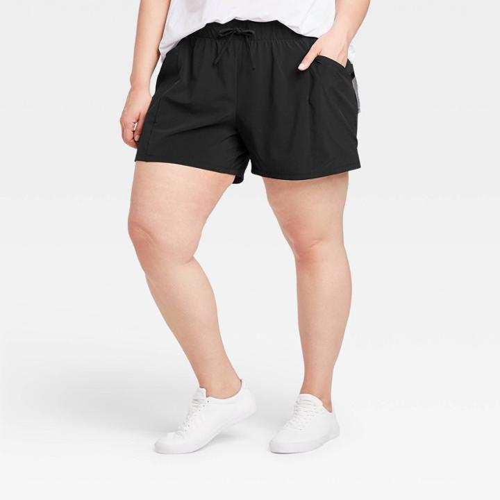 Women's Plus Size Move Stretch Woven Shorts 4 - All In Motion Black 1x, Women's,