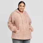Women's Plus Size Long Sleeve Hoodie Sherpa Sweatshirt - Universal Thread Pink