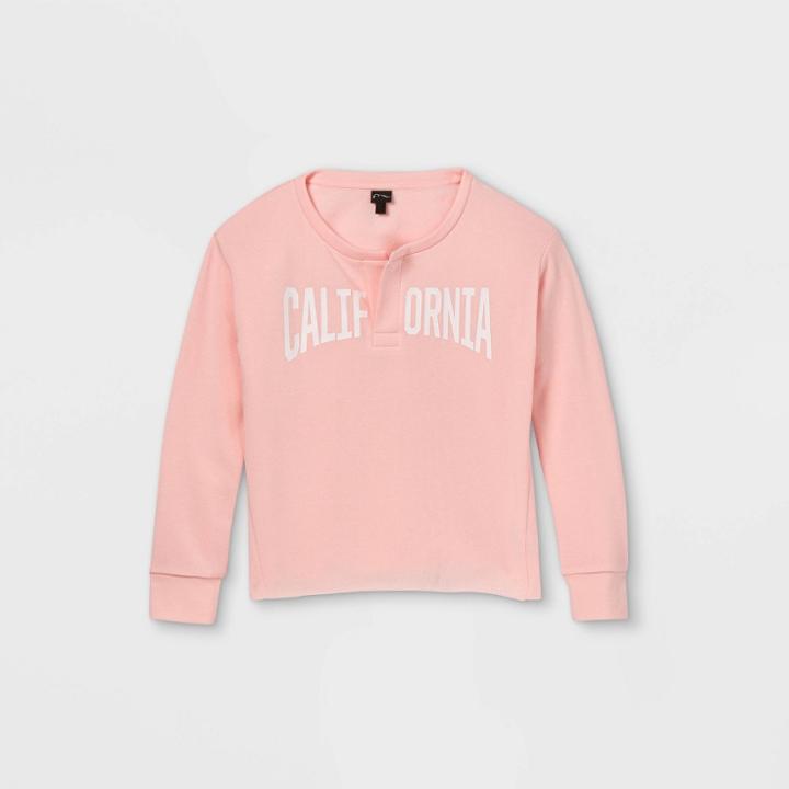 Girls' Notch Front Boxy Pullover Sweatshirt - Art Class