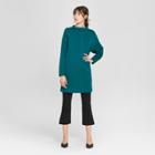 Women's Long Sleeve High Neck Scuba T-shirt Dress - Prologue Teal (blue)