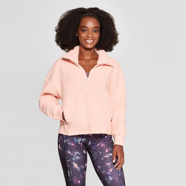 Women's Sherpa Fleece Pullover - C9 Champion Pale Blush Pink