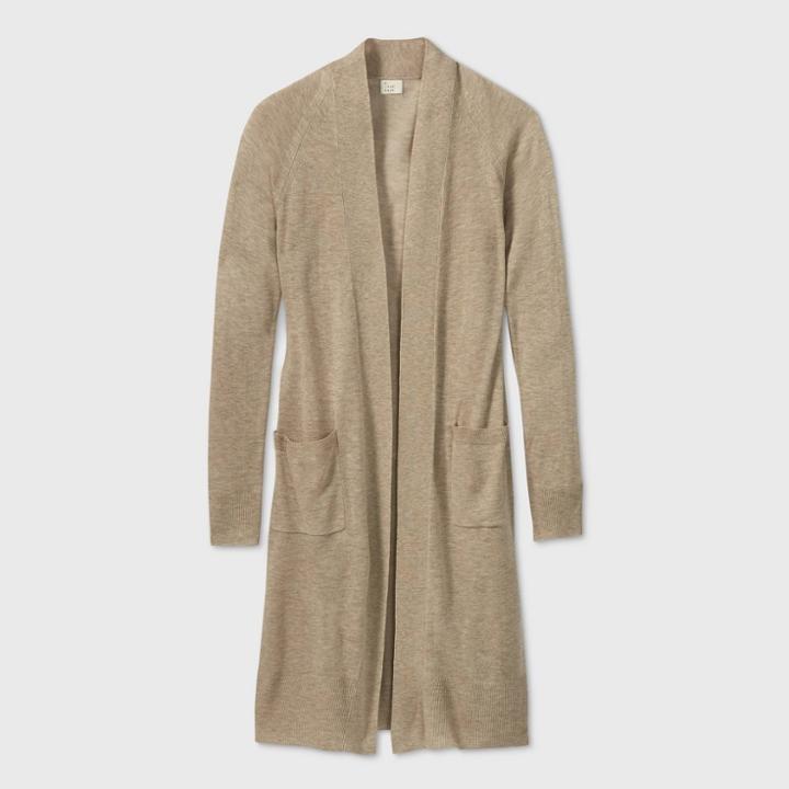 Women's Linen Blend Duster Cardigan - A New Day Cream