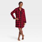 Women's Holiday Buffalo Check Plaid Flannel Matching Family Pajama Nightgown - Wondershop Red
