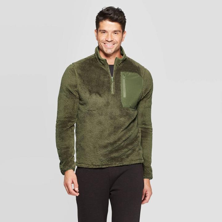 Men's Fleece 1/4 Zip Jacket - C9 Champion Green Luck S, Men's,